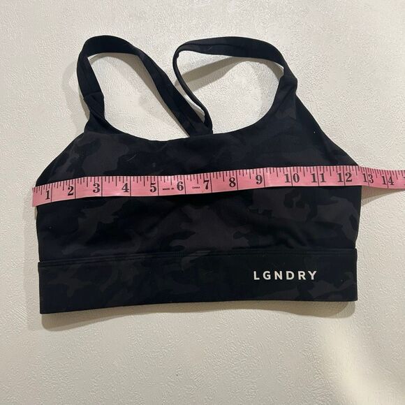 LGNDRY Black Camo Sports Bra Crossback Athletic Top Size XS - Picture 4 of 5